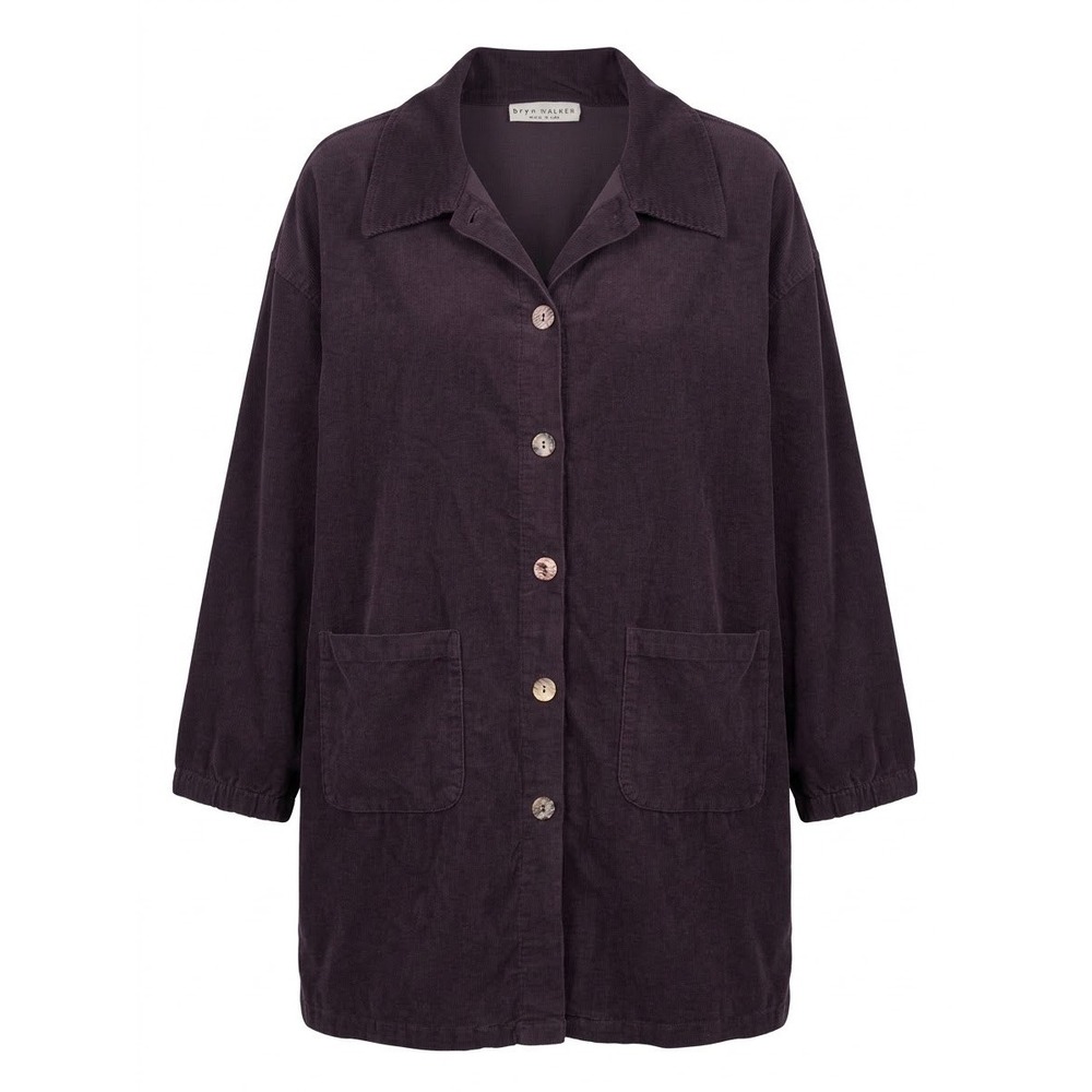 Bryn Walker Brown Corduroy Button Front Car Shirt Jacket Oversized Lagenlook L